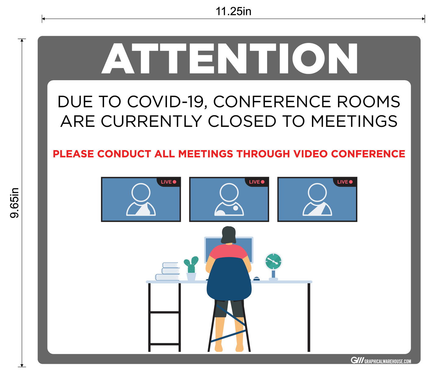 "Conference Room Closed" Adhesive Durable Vinyl Decal- Various Sizes/Colors Available