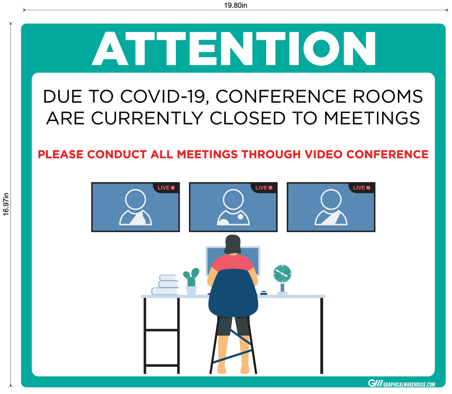 "Conference Room Closed" Adhesive Durable Vinyl Decal- Various Sizes/Colors Available