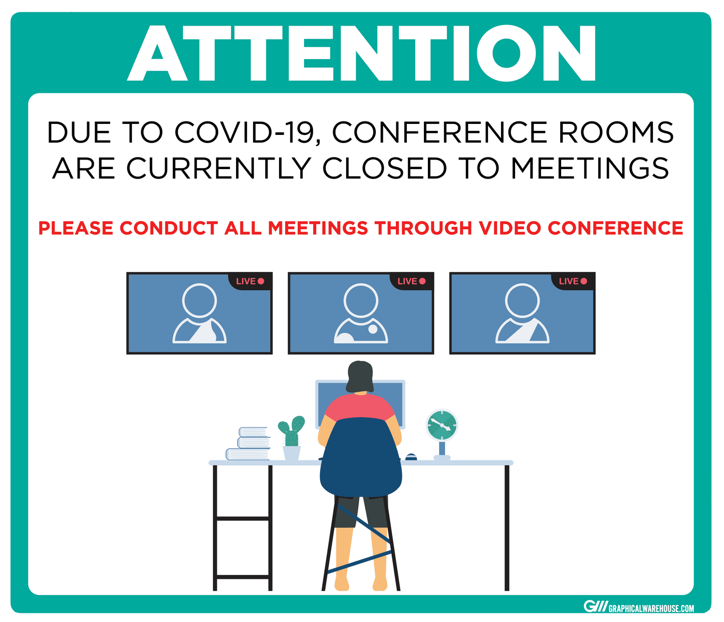 "Conference Room Closed" Adhesive Durable Vinyl Decal- Various Sizes/Colors Available