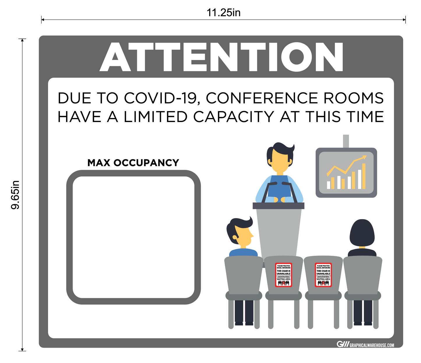 "Conference Room Limited Capacity" Adhesive Durable Vinyl Decal- Various Sizes/Colors Available