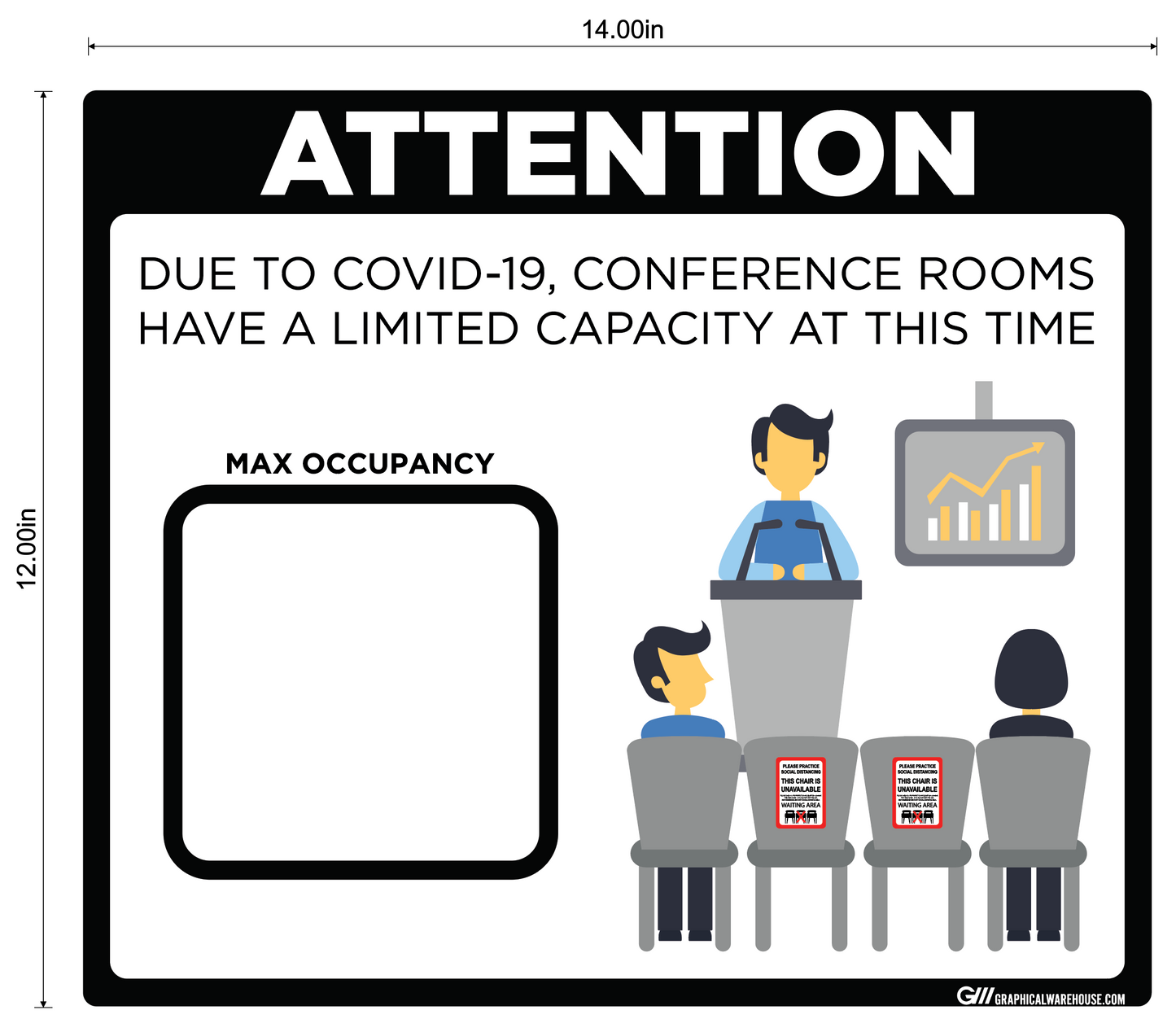 "Conference Room Limited Capacity" Adhesive Durable Vinyl Decal- Various Sizes/Colors Available