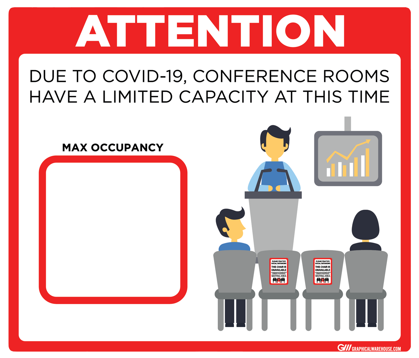 "Conference Room Limited Capacity" Adhesive Durable Vinyl Decal- Various Sizes/Colors Available