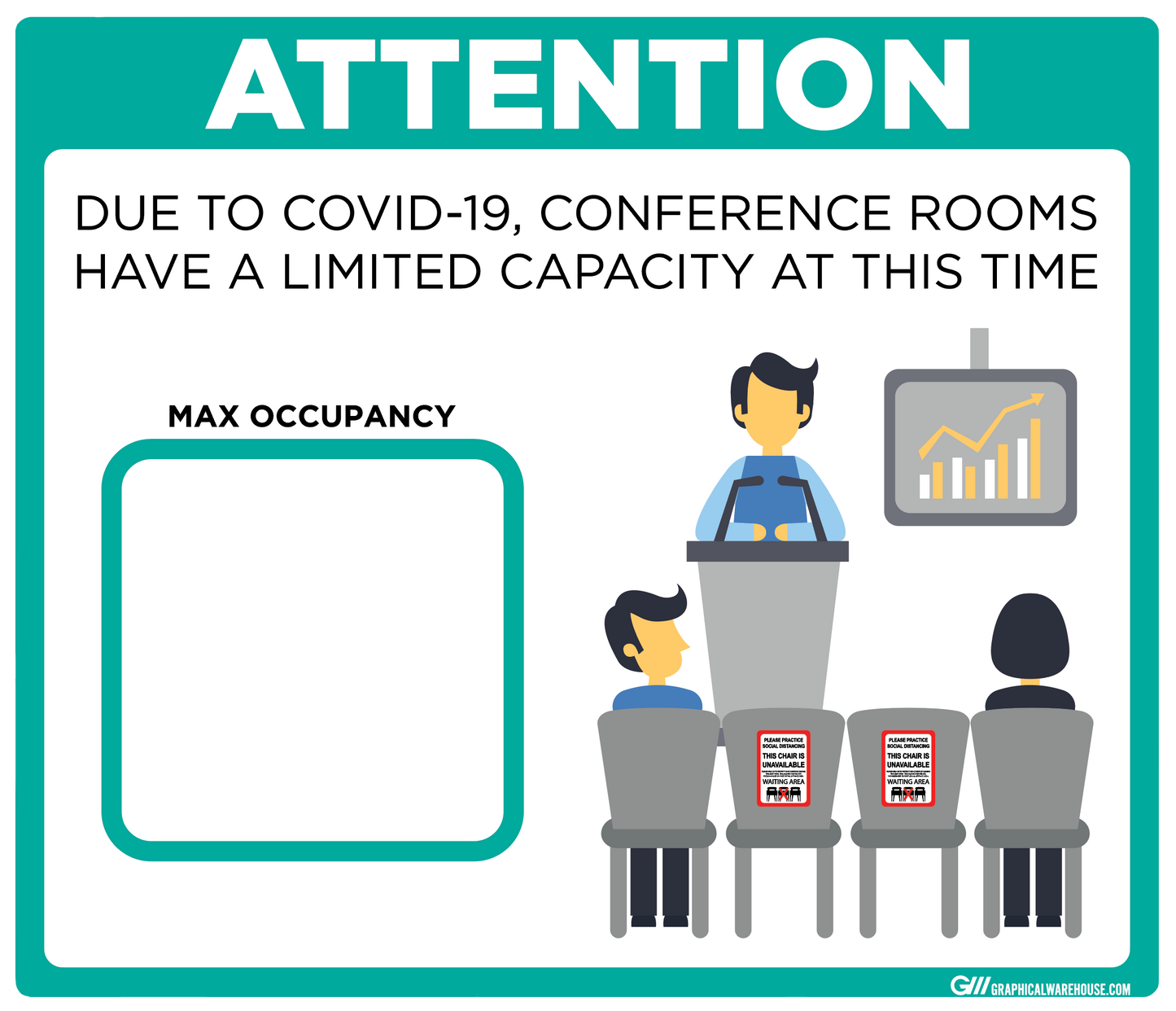 "Conference Room Limited Capacity" Adhesive Durable Vinyl Decal- Various Sizes/Colors Available