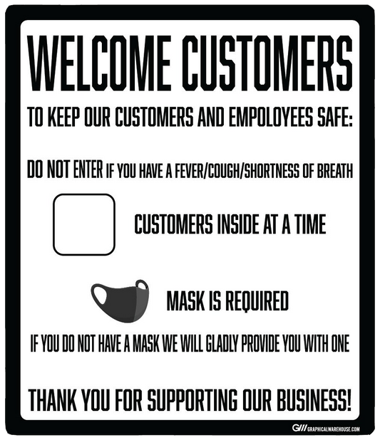 "Customer Capacity, Mask Required" Adhesive Durable Vinyl Decal- Various Sizes Available