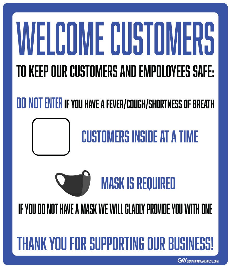 "Customer Capacity, Mask Required" Adhesive Durable Vinyl Decal- Various Sizes Available