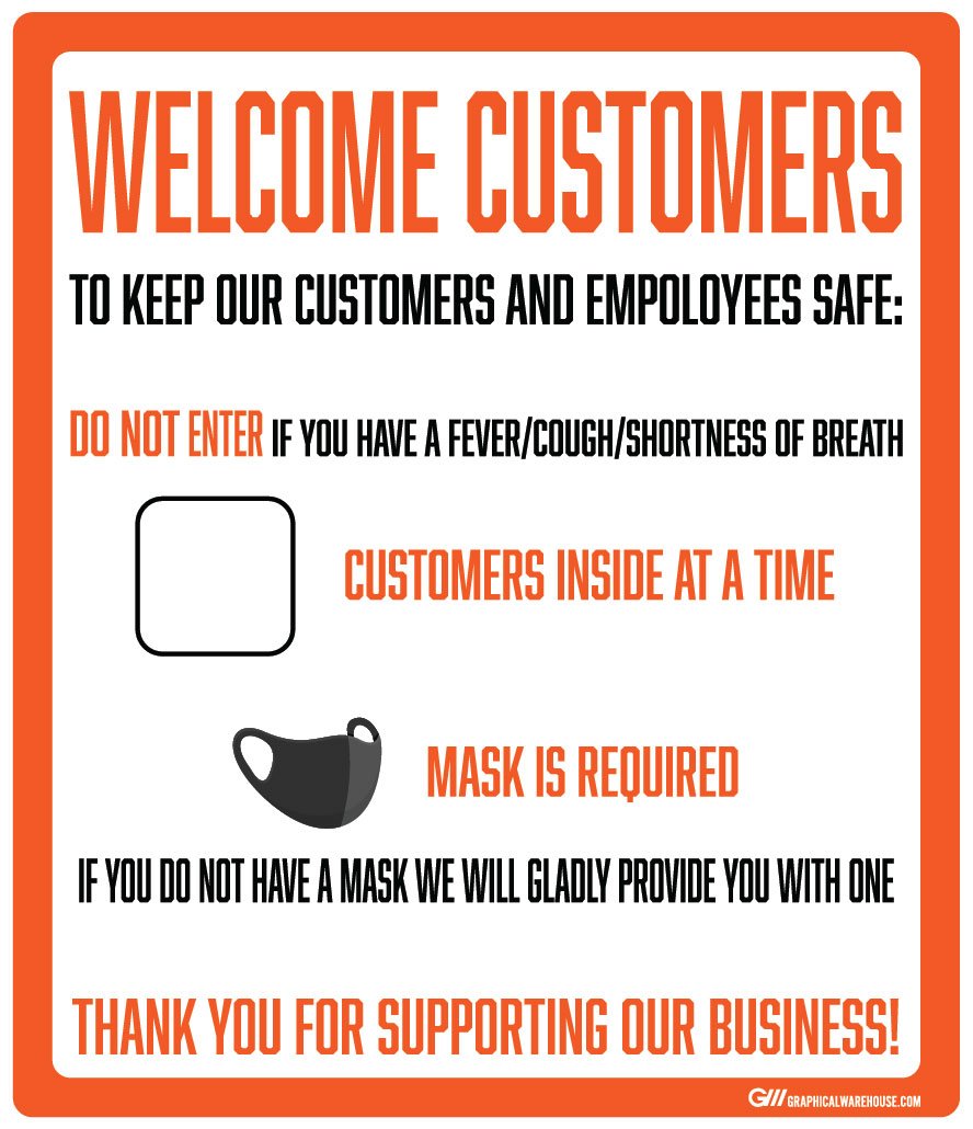 "Customer Capacity, Mask Required" Adhesive Durable Vinyl Decal- Various Sizes Available