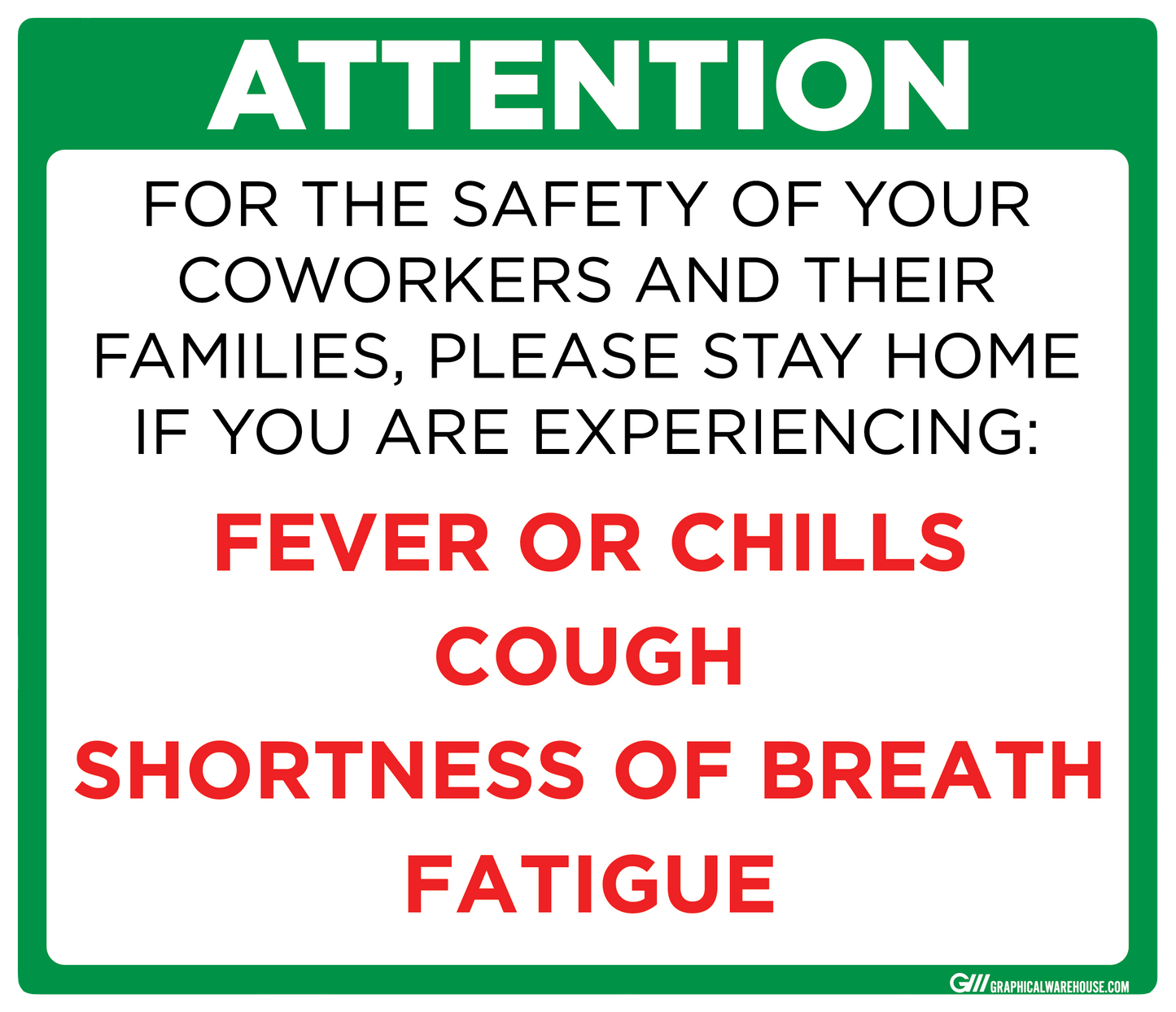 "Do Not Enter Office With Symptoms" Adhesive Durable Vinyl Decal- Various Sizes/Colors Available