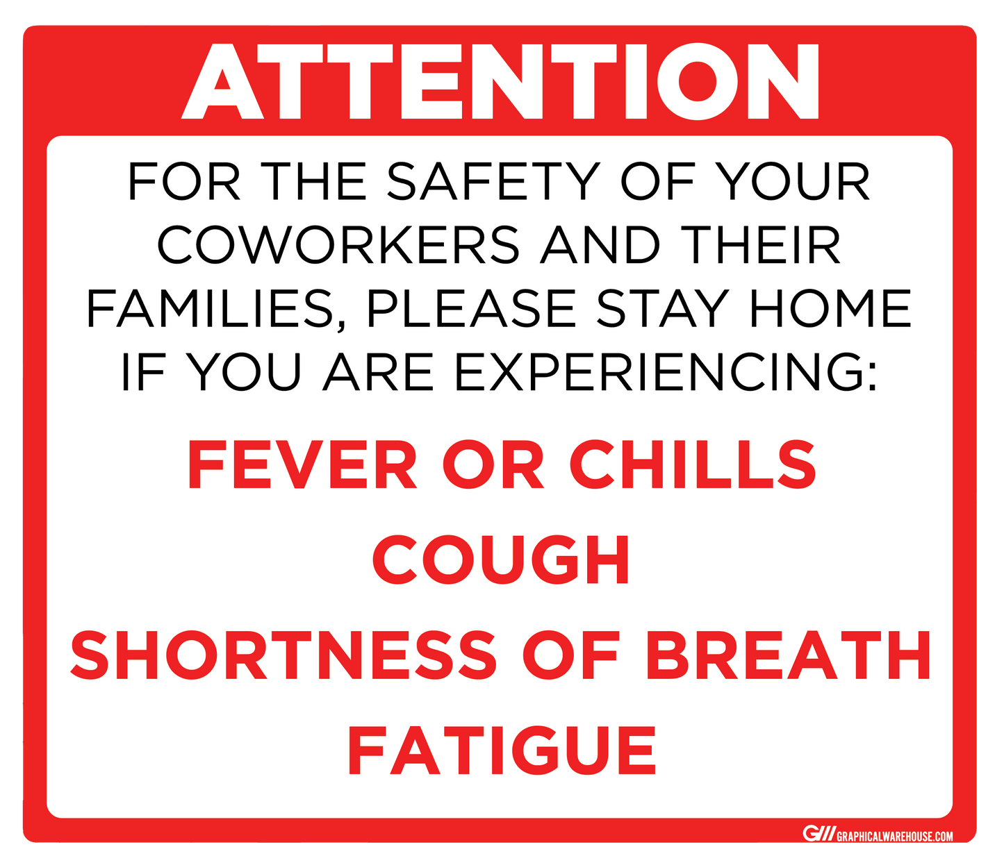 "Do Not Enter Office With Symptoms" Adhesive Durable Vinyl Decal- Various Sizes/Colors Available