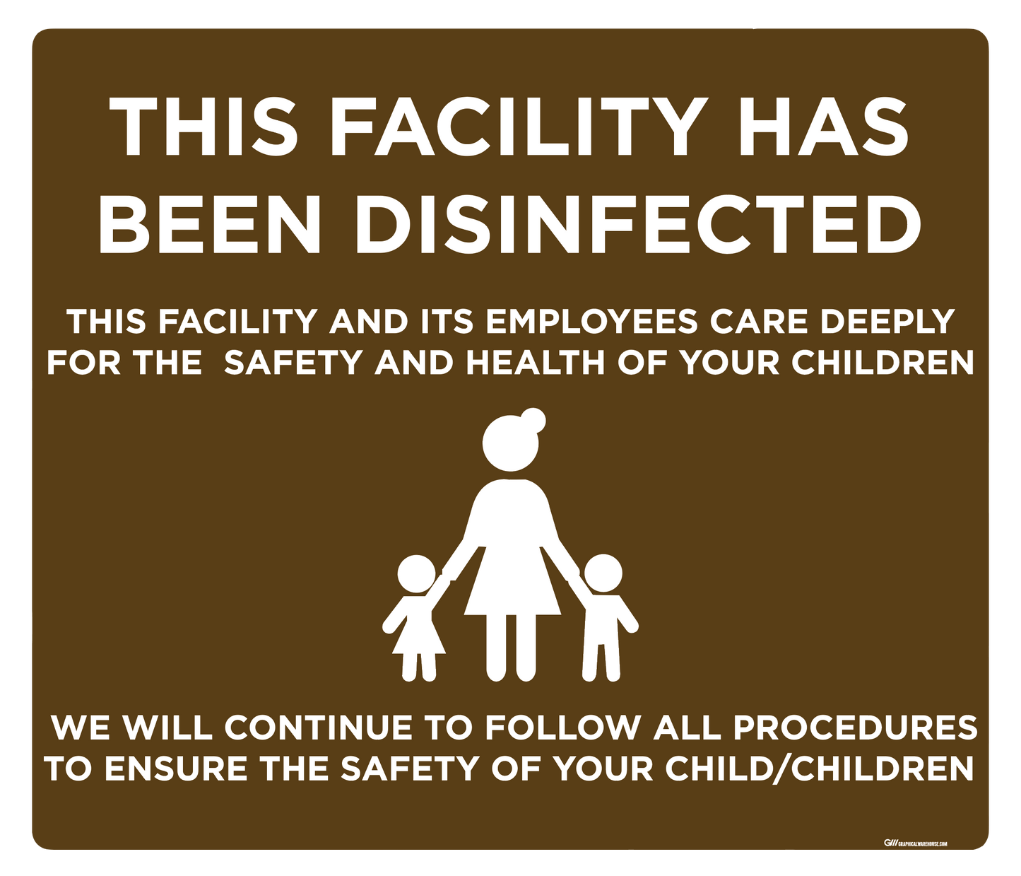 "Daycare Disinfected Version 2" Adhesive Durable Vinyl Decal- Various Sizes/Colors Available