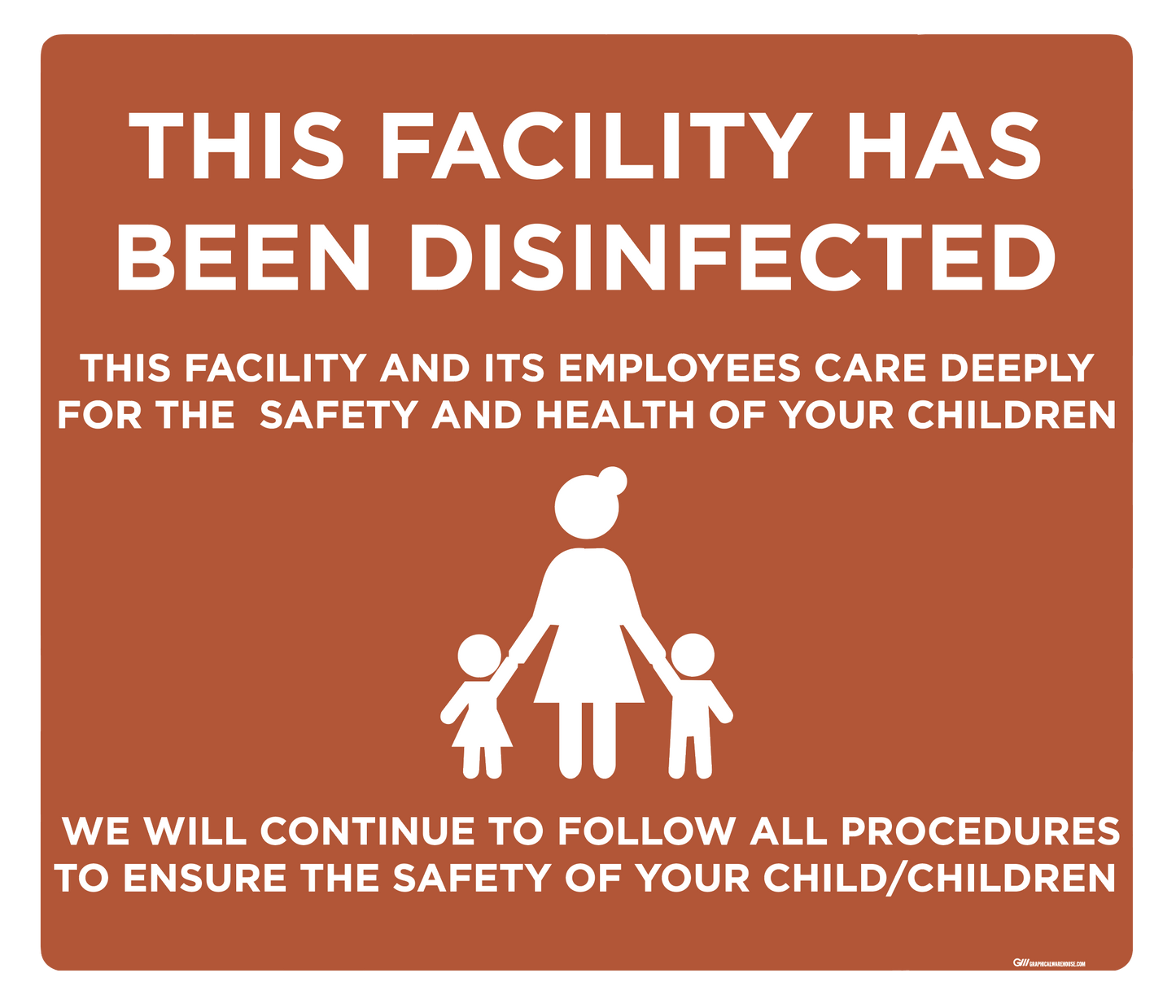 "Daycare Disinfected Version 2" Adhesive Durable Vinyl Decal- Various Sizes/Colors Available