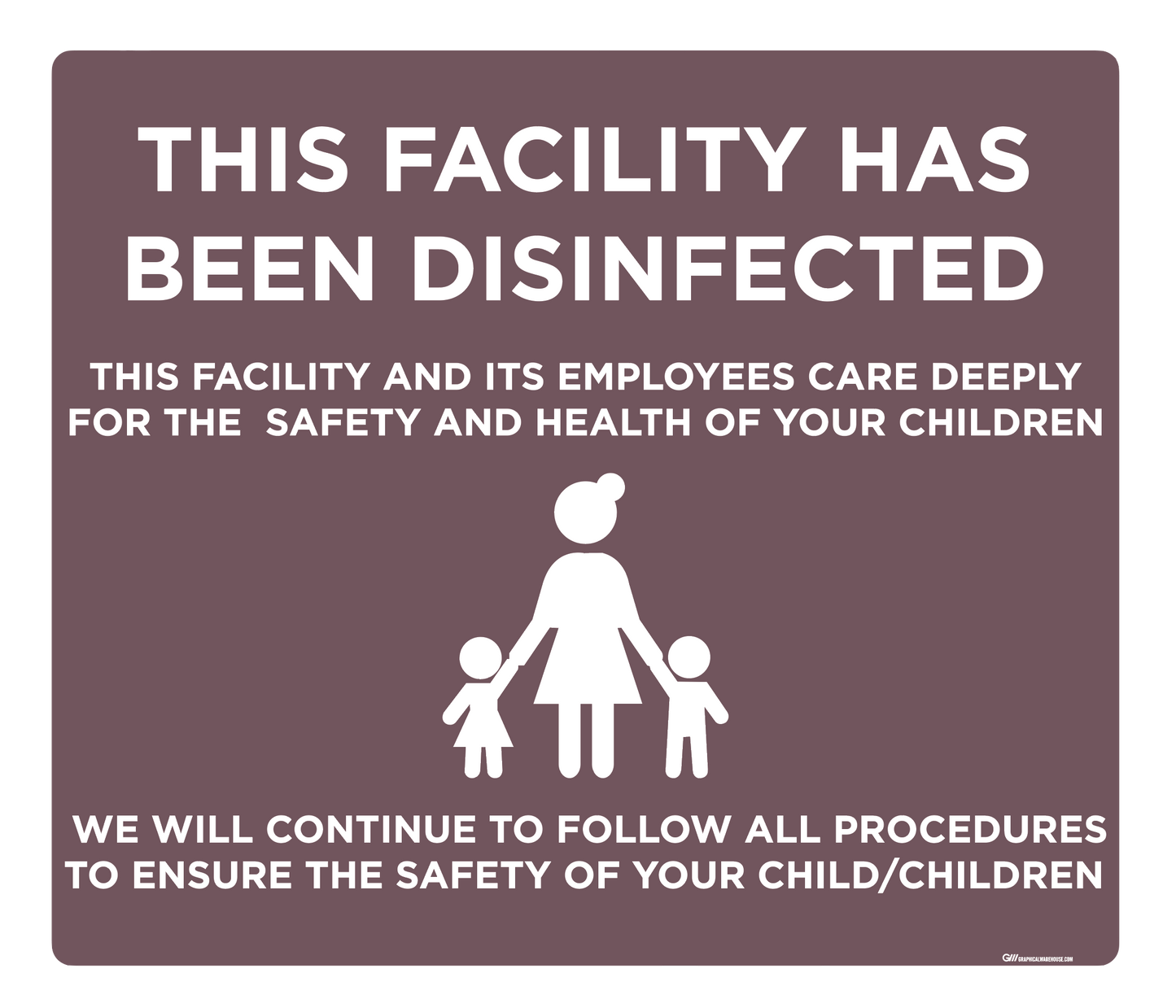 "Daycare Disinfected Version 2" Adhesive Durable Vinyl Decal- Various Sizes/Colors Available