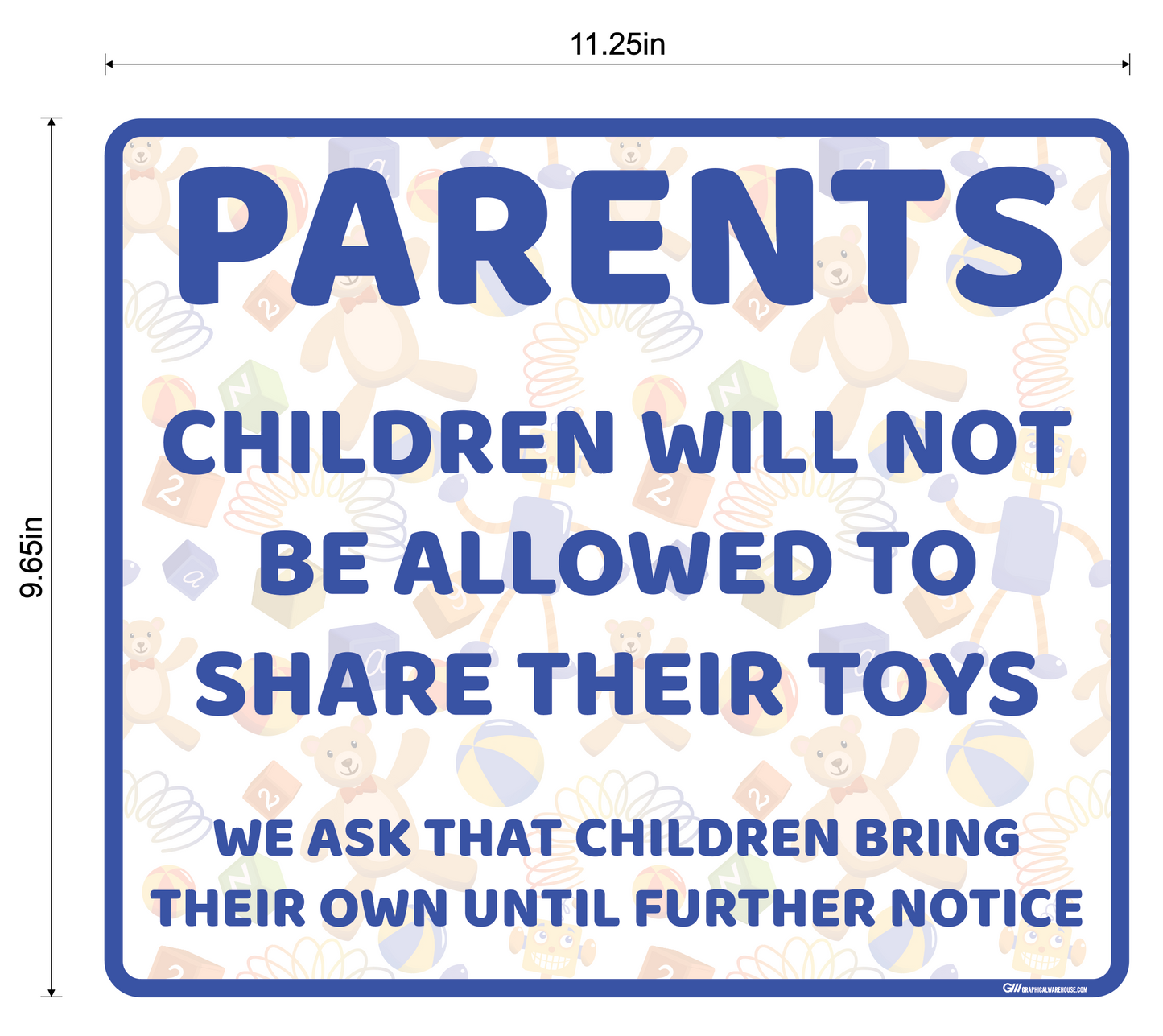 "Daycare, Not Sharing Toys" Adhesive Durable Vinyl Decal- Various Sizes/Colors Available