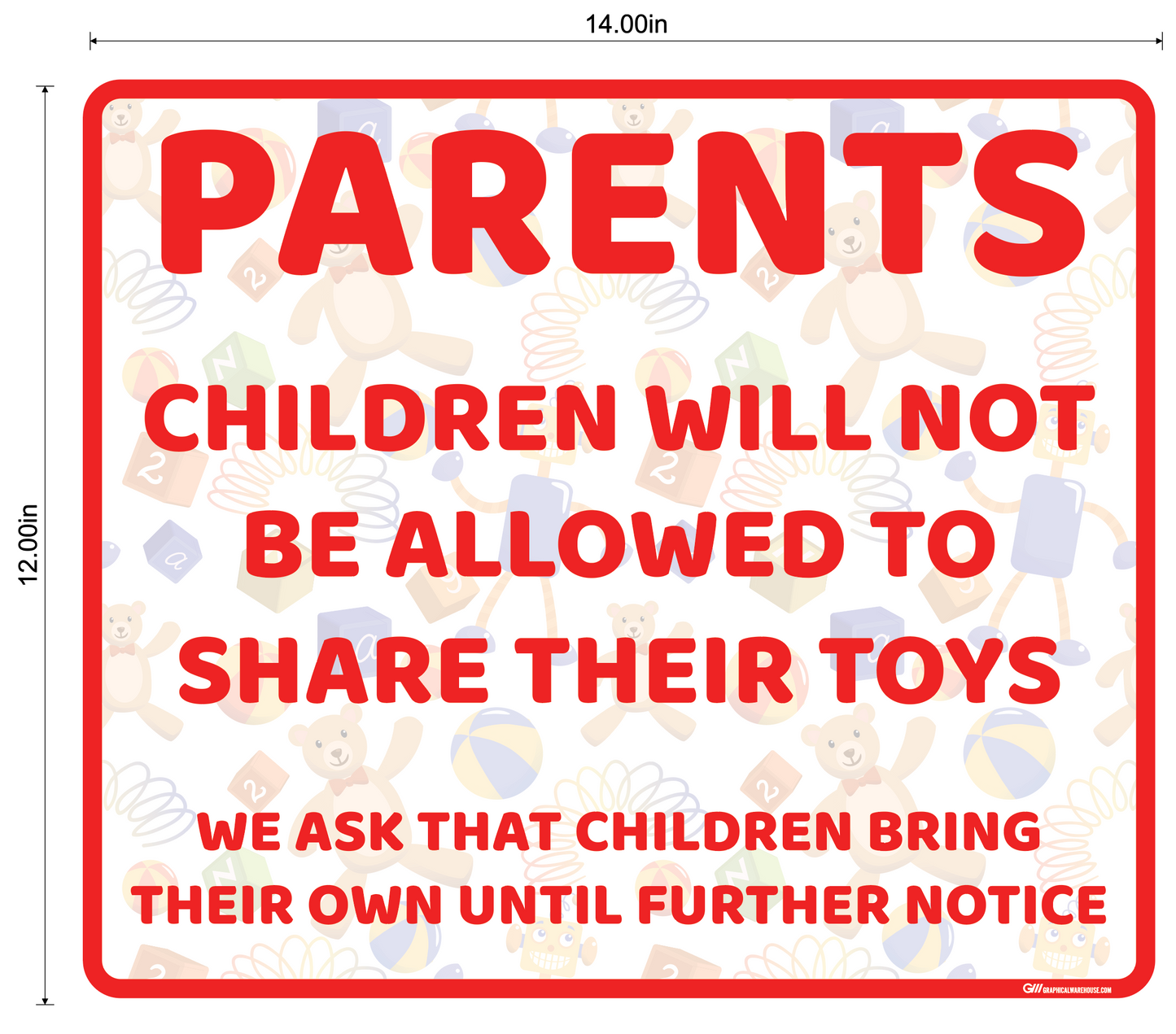 "Daycare, Not Sharing Toys" Adhesive Durable Vinyl Decal- Various Sizes/Colors Available