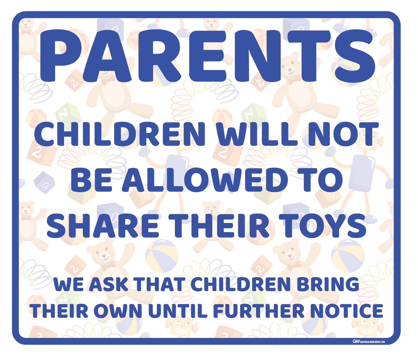 "Daycare, Not Sharing Toys" Adhesive Durable Vinyl Decal- Various Sizes/Colors Available