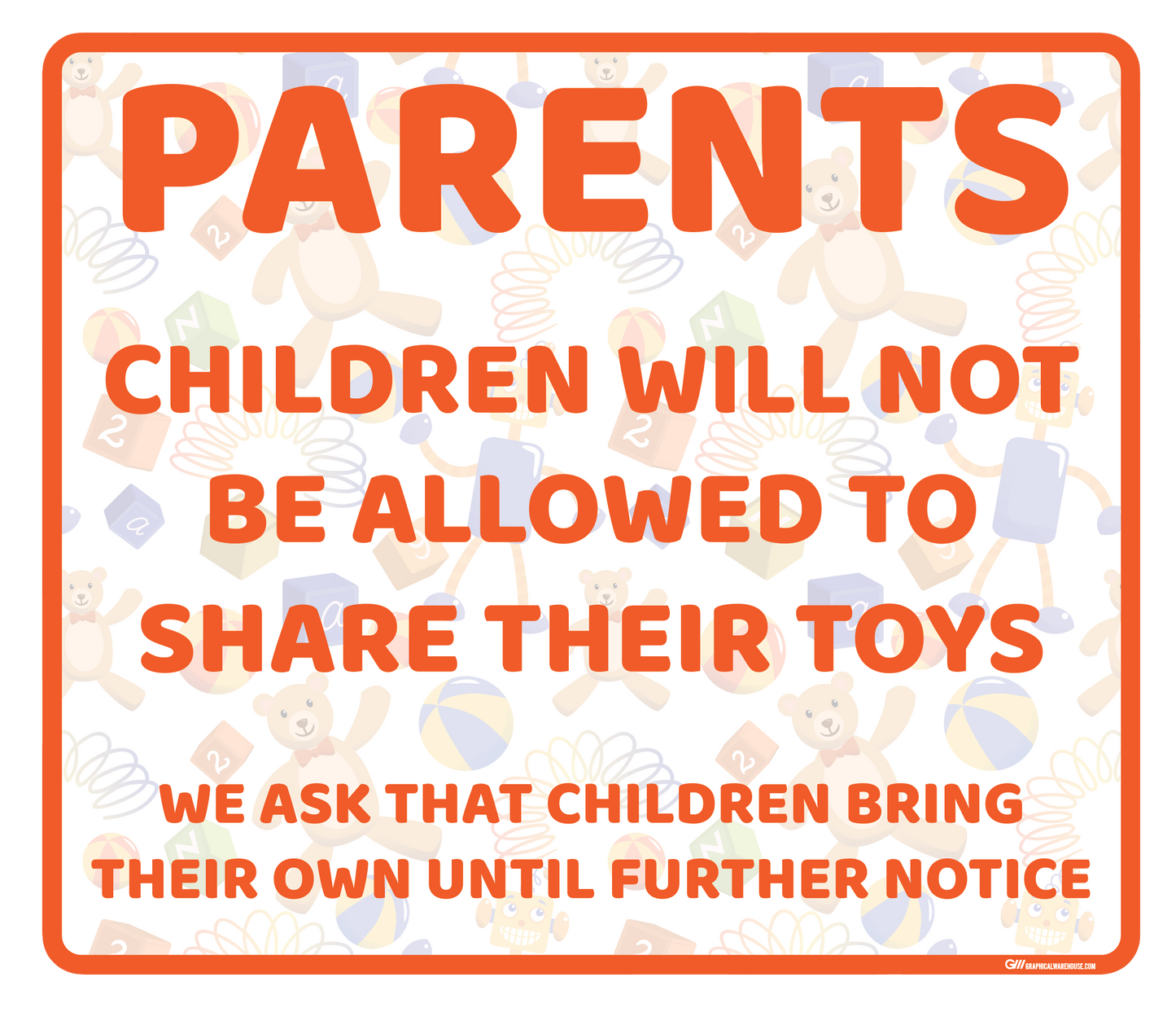 "Daycare, Not Sharing Toys" Adhesive Durable Vinyl Decal- Various Sizes/Colors Available