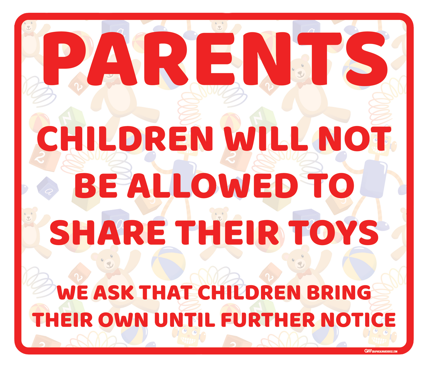 "Daycare, Not Sharing Toys" Adhesive Durable Vinyl Decal- Various Sizes/Colors Available