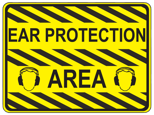 "Ear Protection Area" Durable Matte Laminated Vinyl Floor Sign- Various Sizes Available