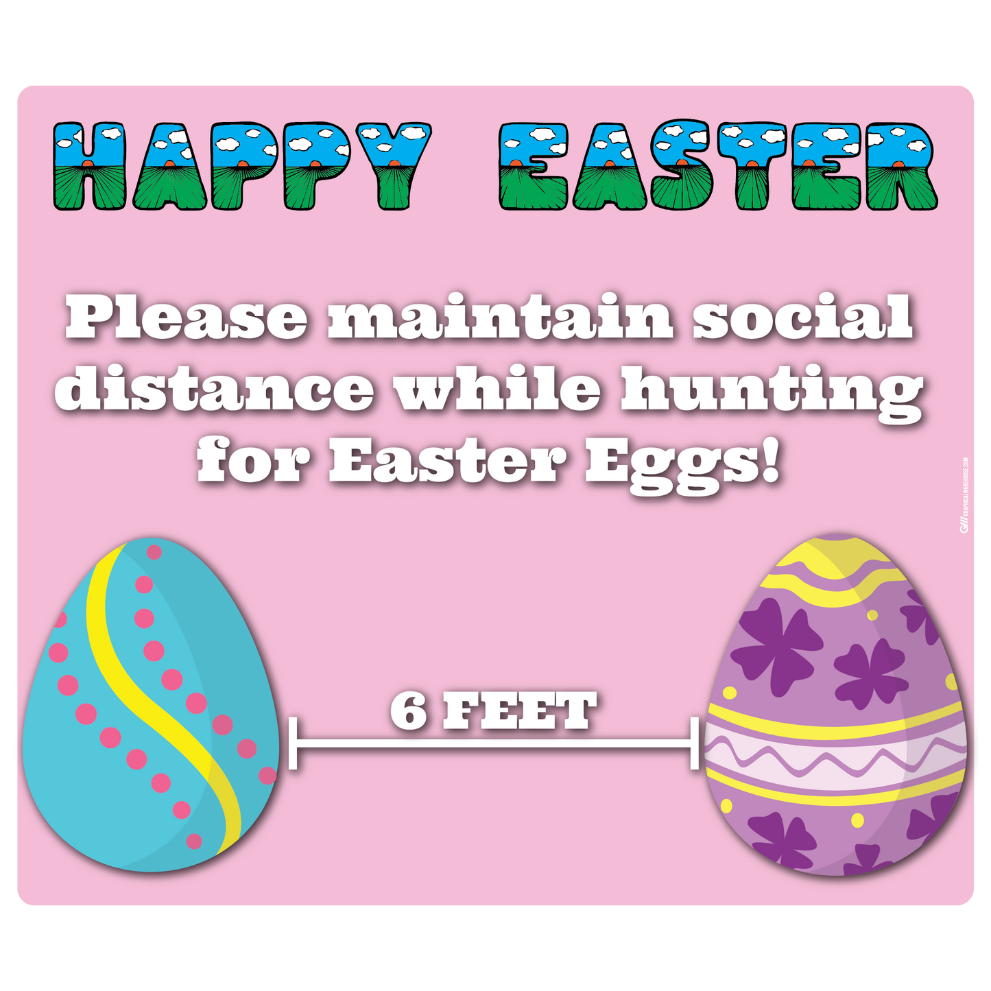 "Easter, Social Distancing" Adhesive Durable Vinyl Decal- Various Sizes Available