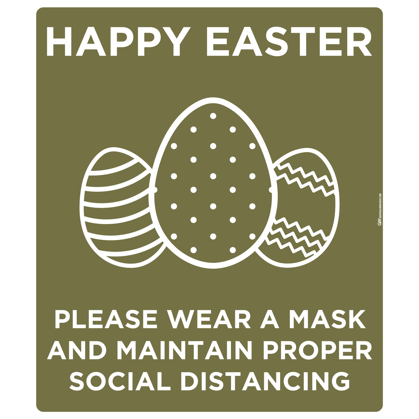 "Easter, Wear a Mask and Maintain Social Distancing" Adhesive Durable Vinyl Decal- Various Sizes/Colors Available