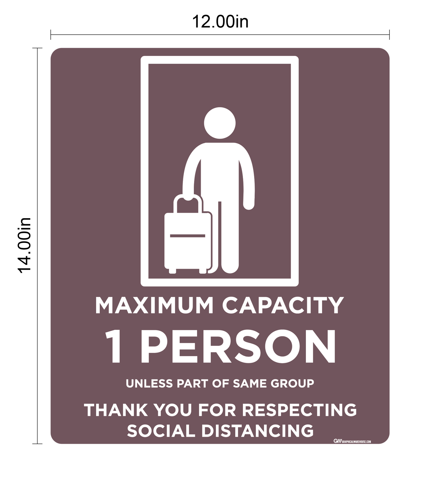 "Elevator Capacity One" Adhesive Durable Vinyl Decal- Various Sizes/Colors Available