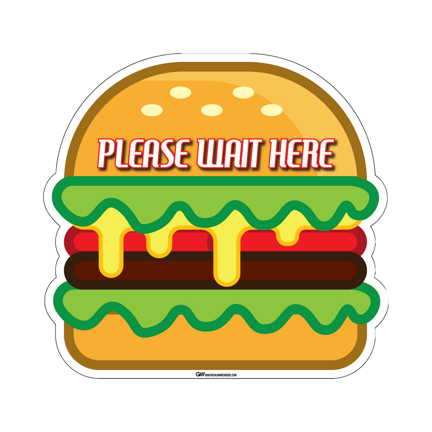 Food Themed Social Distancing Floor Place Marker- Durable Matte Laminated Vinyl Floor Sign, Pack of 10- Various Styles Available