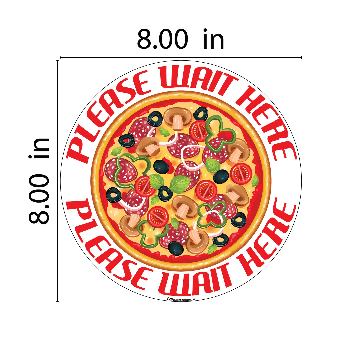 Food Themed Social Distancing Floor Place Marker- Durable Matte Laminated Vinyl Floor Sign, Pack of 10- Various Styles Available