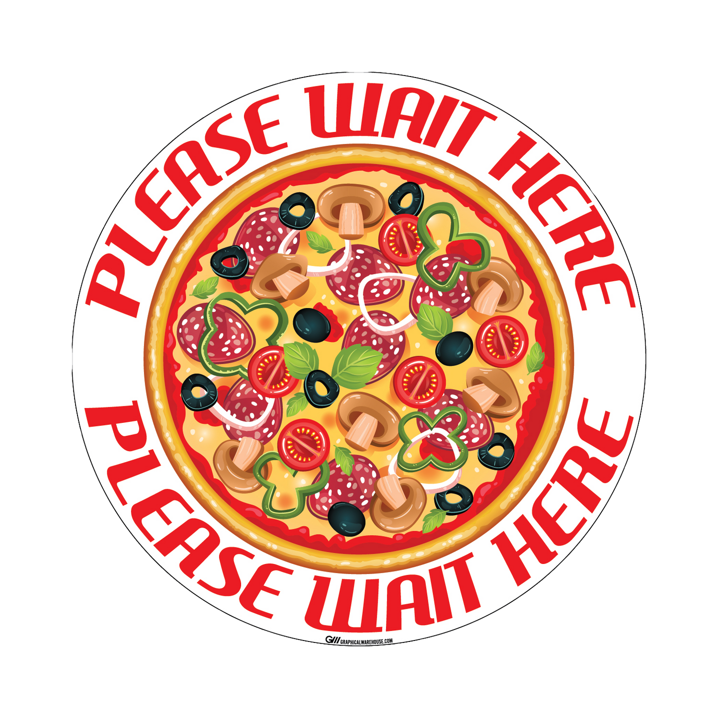 Food Themed Social Distancing Floor Place Marker- Durable Matte Laminated Vinyl Floor Sign, Pack of 10- Various Styles Available