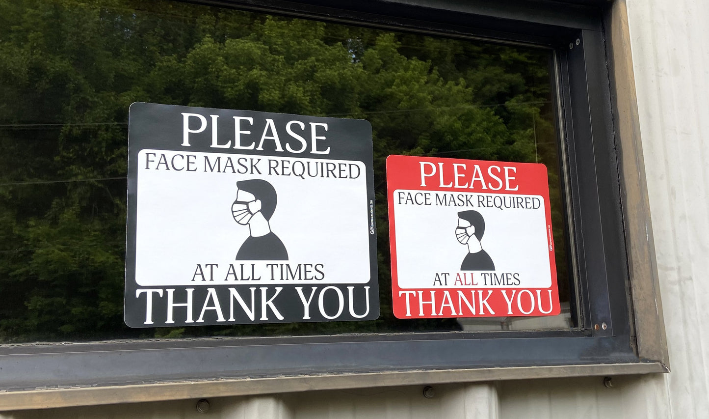 "Face Mask Required At All Times" Adhesive Durable Vinyl Decal- Various Sizes/Colors Available