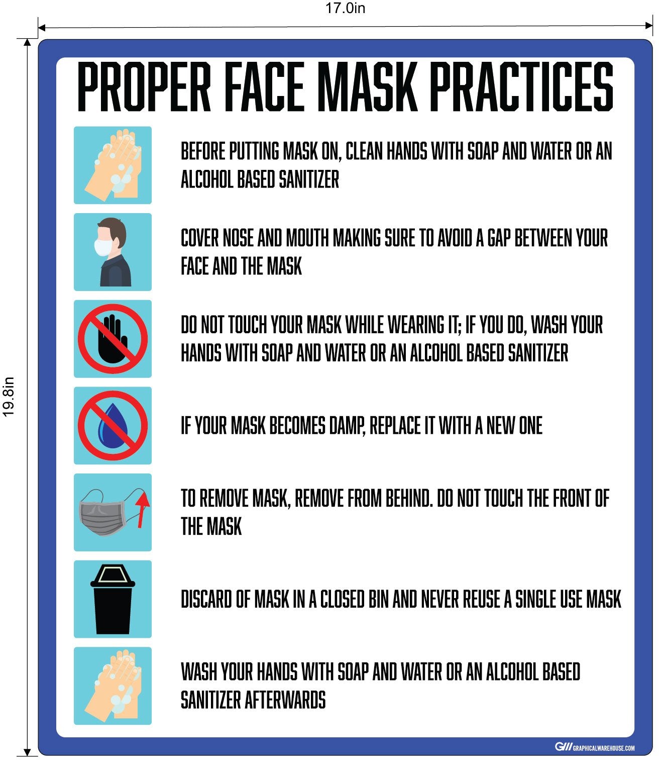 "Proper Face Mask Practices" Adhesive Durable Vinyl Decal- Various Sizes Available