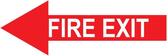 Fire Safety "Fire Exit" Arrow, Durable Matte Laminated Vinyl Floor Sign- Various Sizes Available