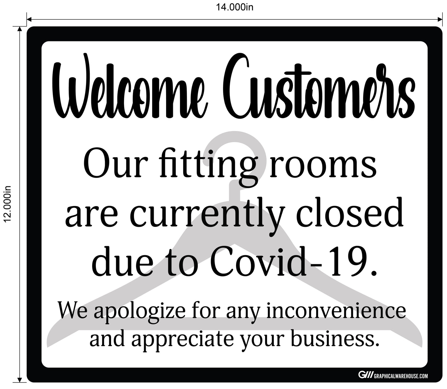 "Fitting Rooms Closed" Adhesive Durable Vinyl Decal- Various Sizes/Colors Available