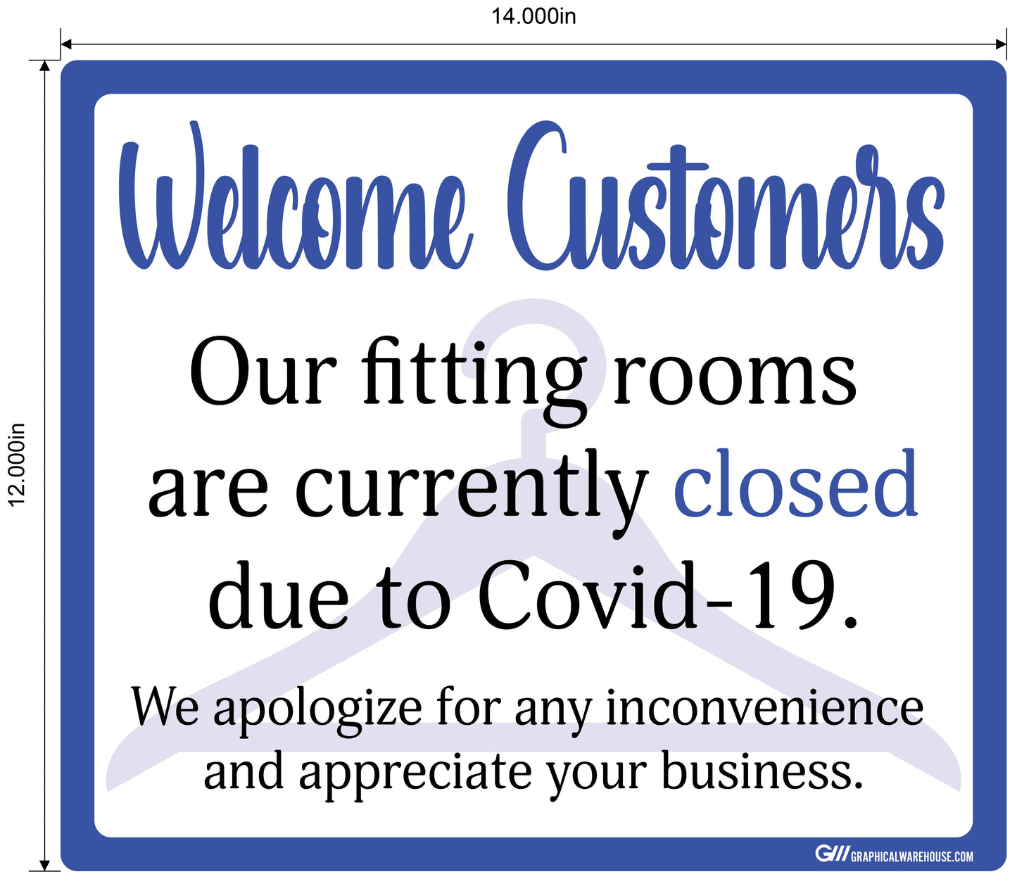 "Fitting Rooms Closed" Adhesive Durable Vinyl Decal- Various Sizes/Colors Available