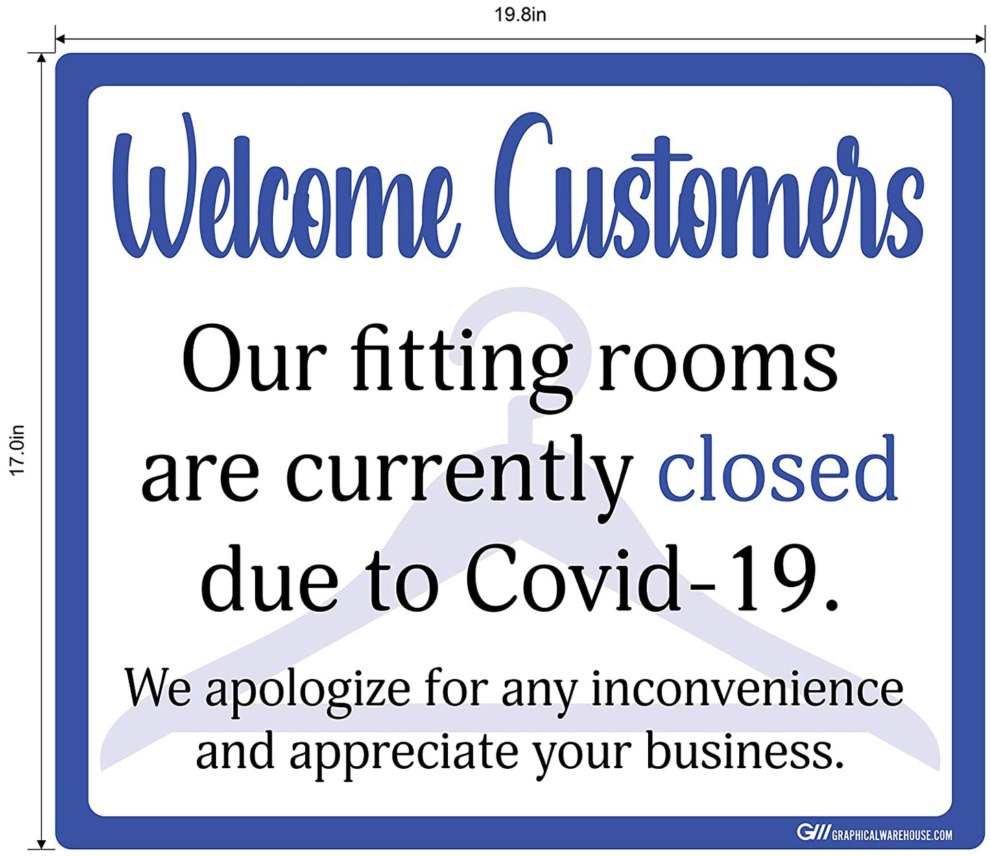 "Fitting Rooms Closed" Adhesive Durable Vinyl Decal- Various Sizes/Colors Available