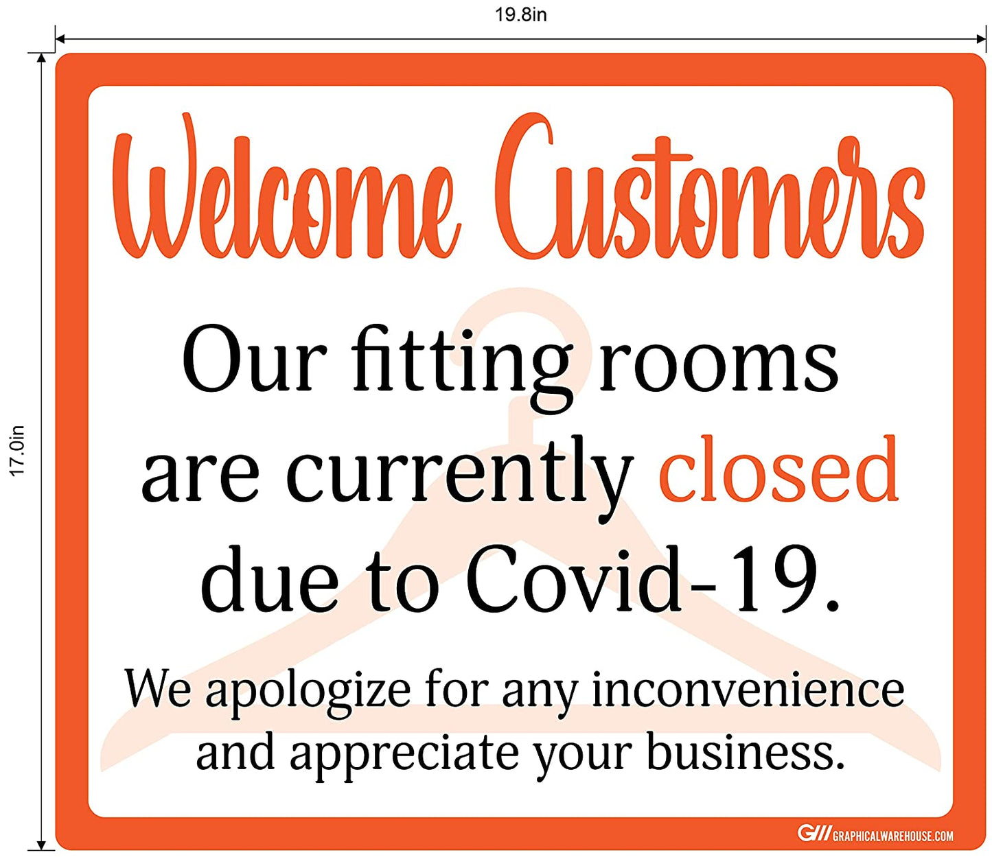 "Fitting Rooms Closed" Adhesive Durable Vinyl Decal- Various Sizes/Colors Available