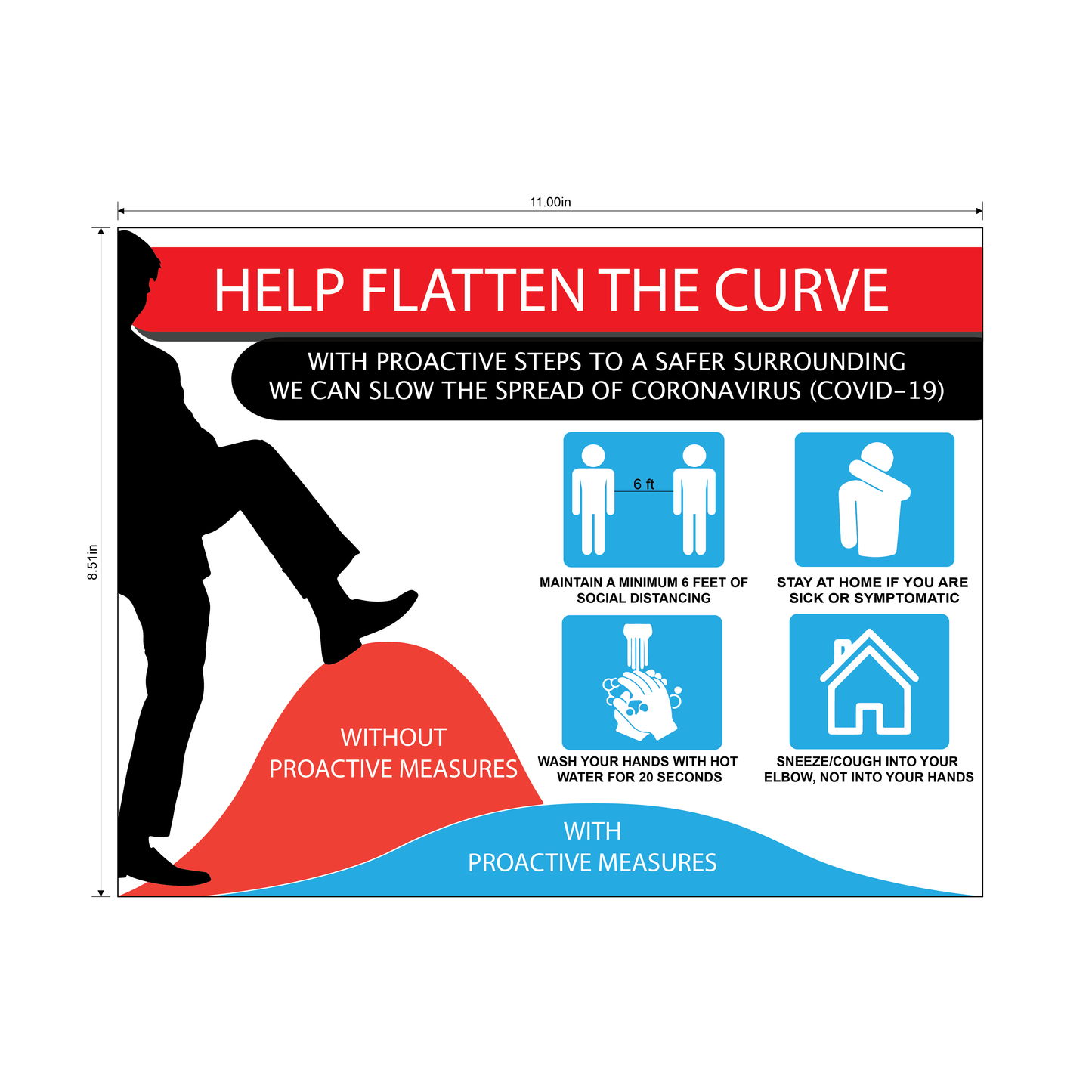 "Help Flatten the Curve" Adhesive Durable Vinyl Decal- 11x8.51"