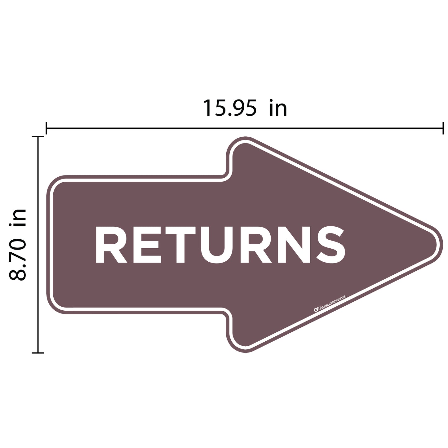 "Returns" Wayfinding Arrows, 10 Pack- Durable Matte Laminated Vinyl Floor Sign- 15.95x8.7"