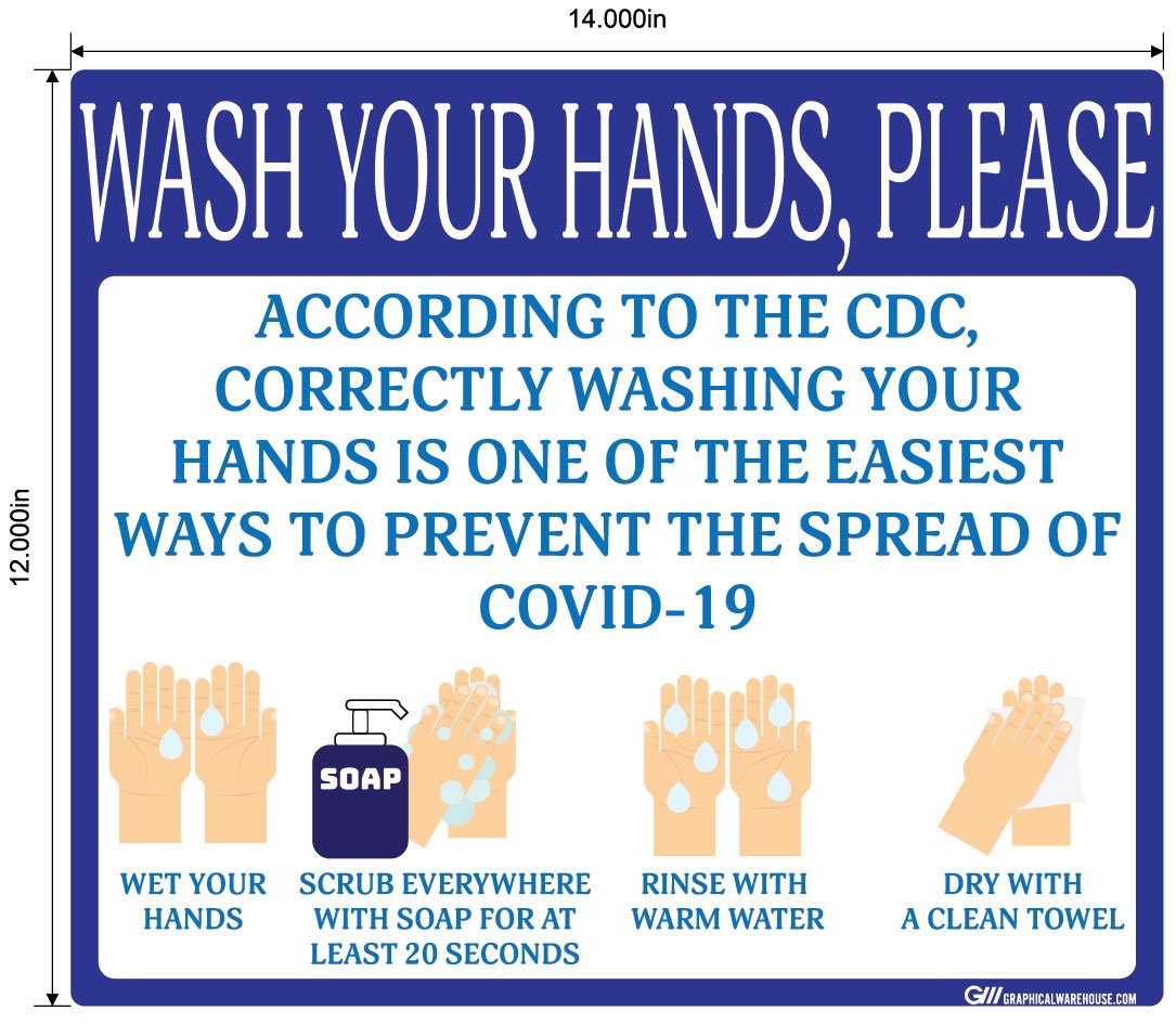 "Wash Your Hands Please" Guidelines, Adhesive Durable Vinyl Decal- Various Sizes/Colors Available