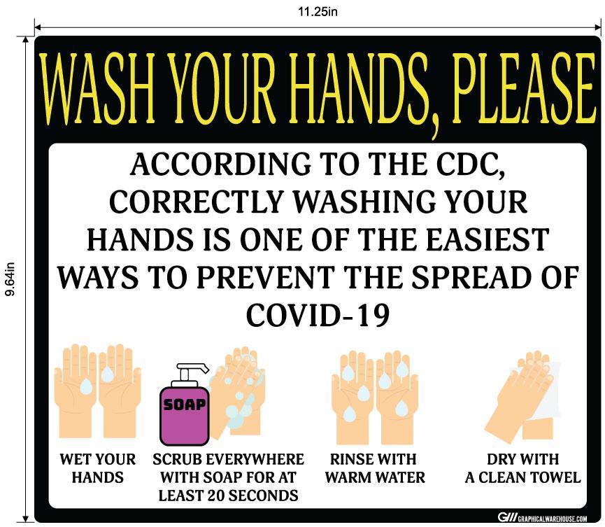 "Wash Your Hands Please" Guidelines, Adhesive Durable Vinyl Decal- Various Sizes/Colors Available