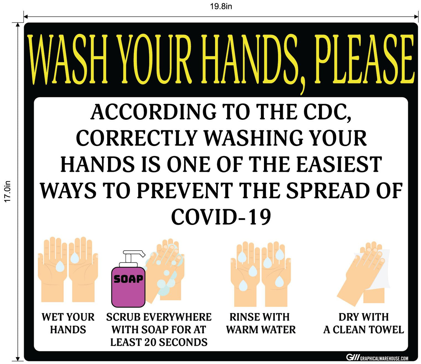 "Wash Your Hands Please" Guidelines, Adhesive Durable Vinyl Decal- Various Sizes/Colors Available