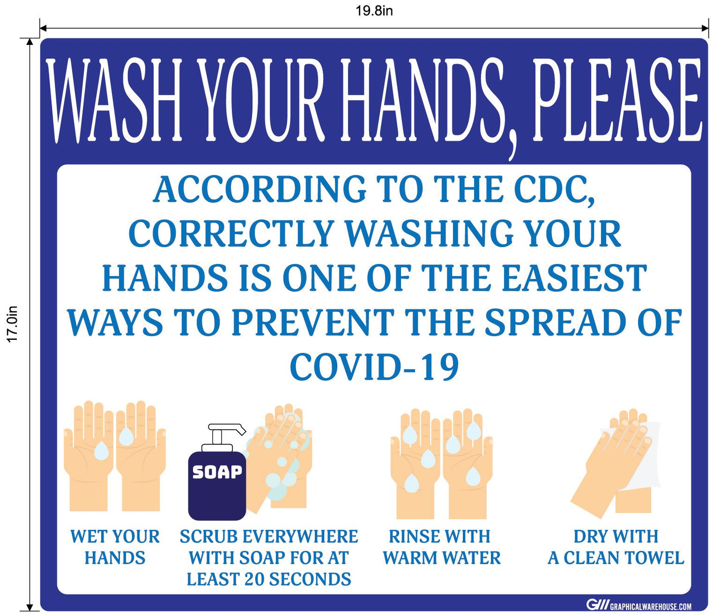 "Wash Your Hands Please" Guidelines, Adhesive Durable Vinyl Decal- Various Sizes/Colors Available