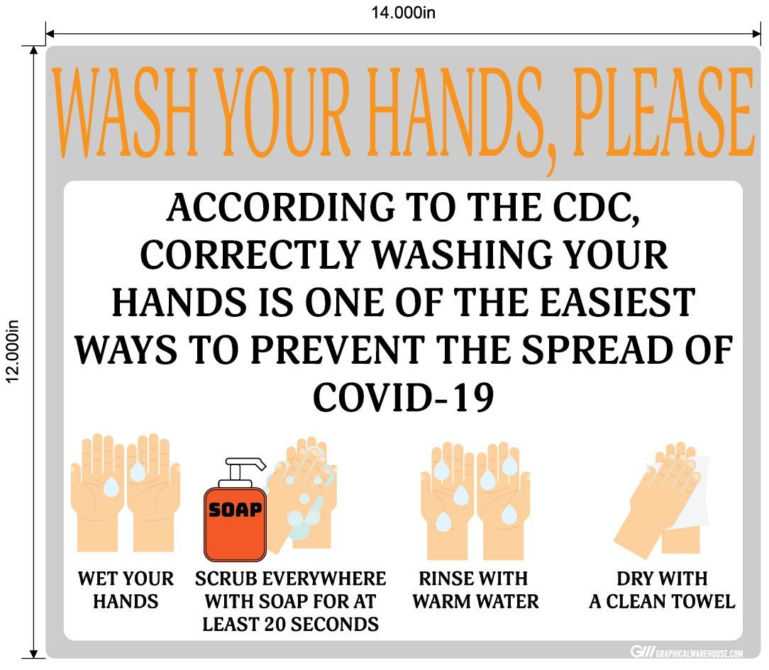 "Wash Your Hands Please" Guidelines, Adhesive Durable Vinyl Decal- Various Sizes/Colors Available
