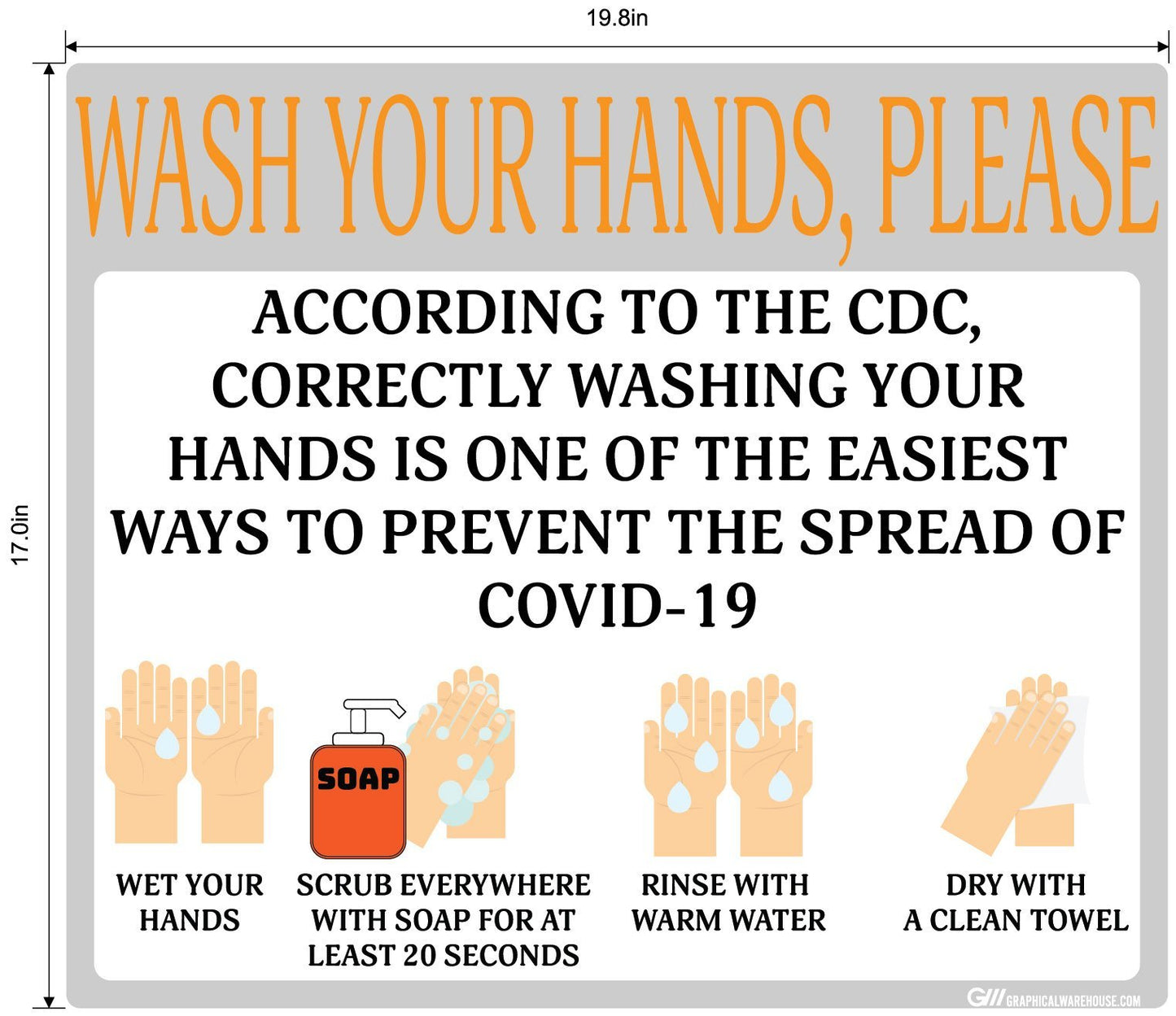 "Wash Your Hands Please" Guidelines, Adhesive Durable Vinyl Decal- Various Sizes/Colors Available