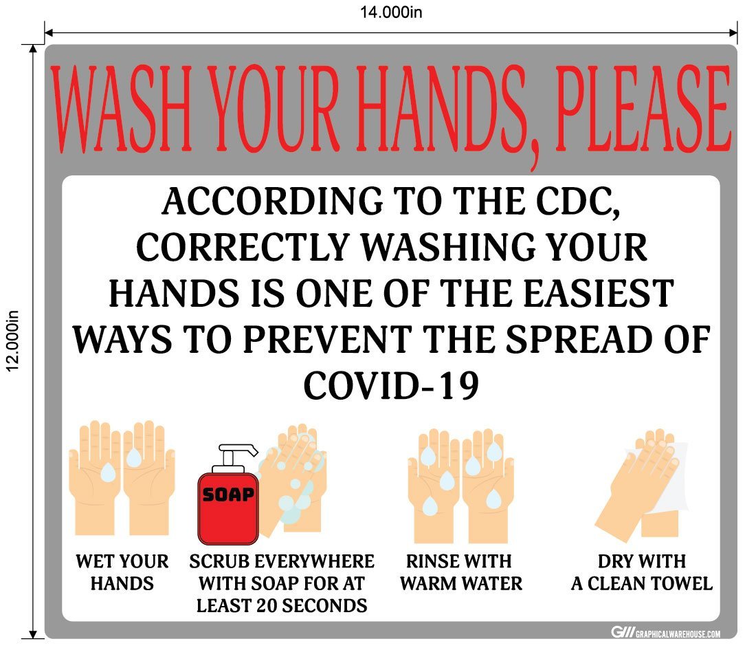 "Wash Your Hands Please" Guidelines, Adhesive Durable Vinyl Decal- Various Sizes/Colors Available