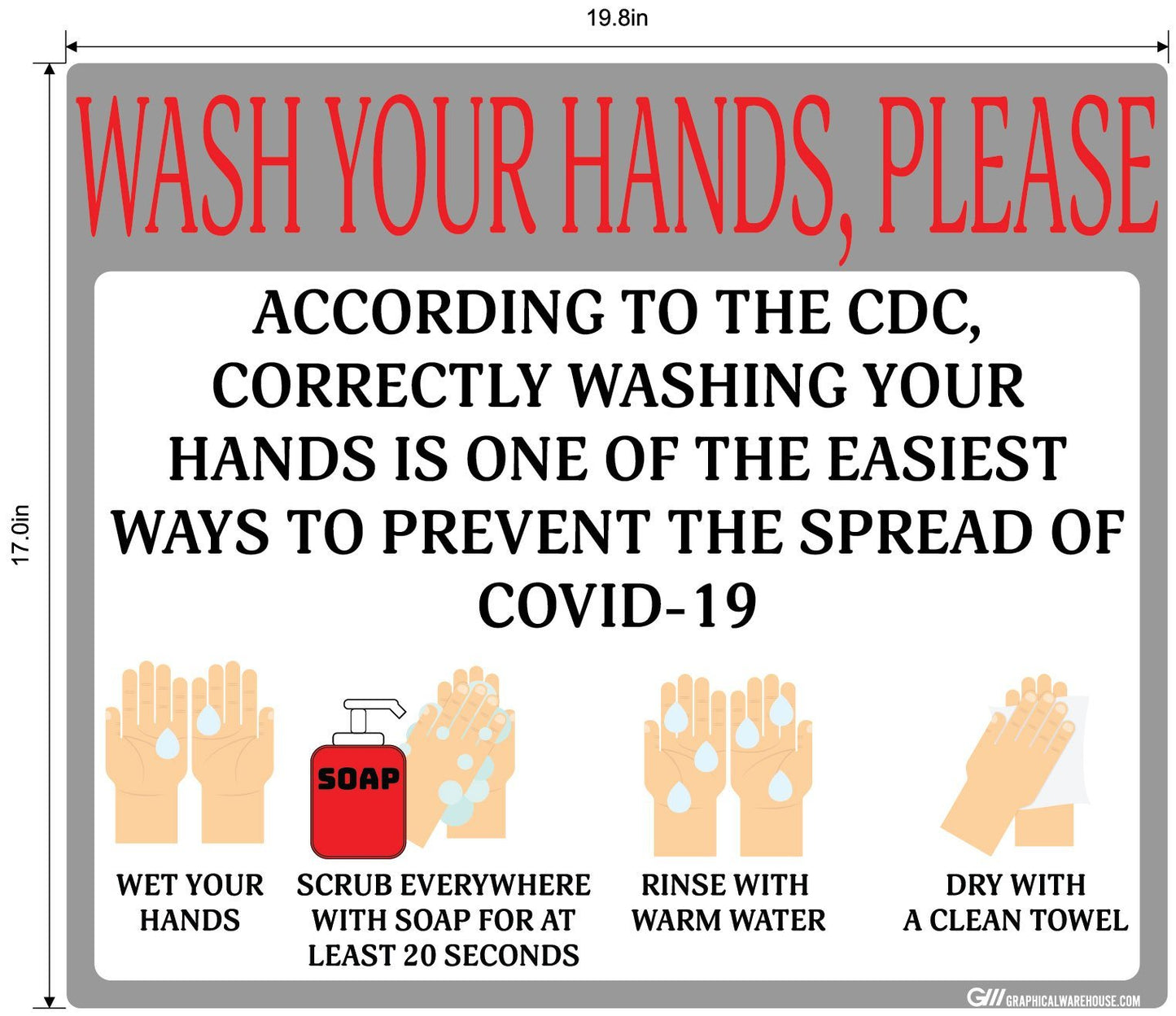 "Wash Your Hands Please" Guidelines, Adhesive Durable Vinyl Decal- Various Sizes/Colors Available