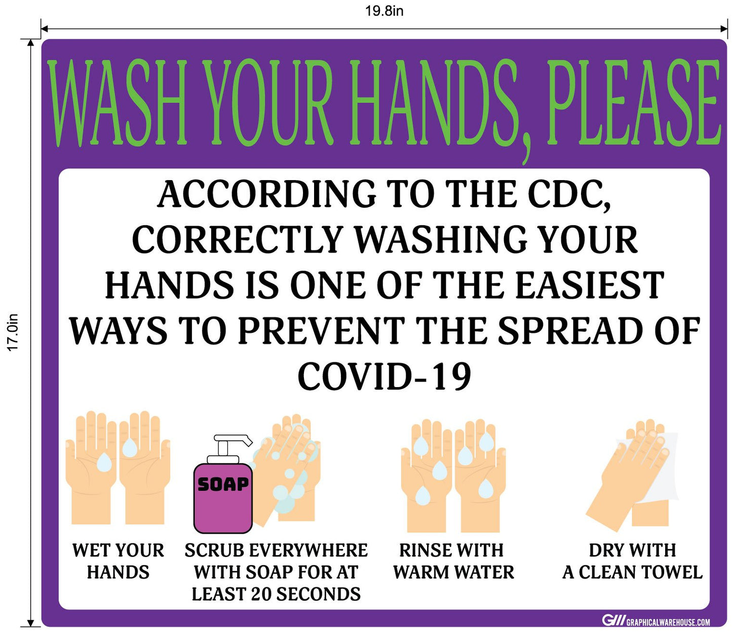 "Wash Your Hands Please" Guidelines, Adhesive Durable Vinyl Decal- Various Sizes/Colors Available
