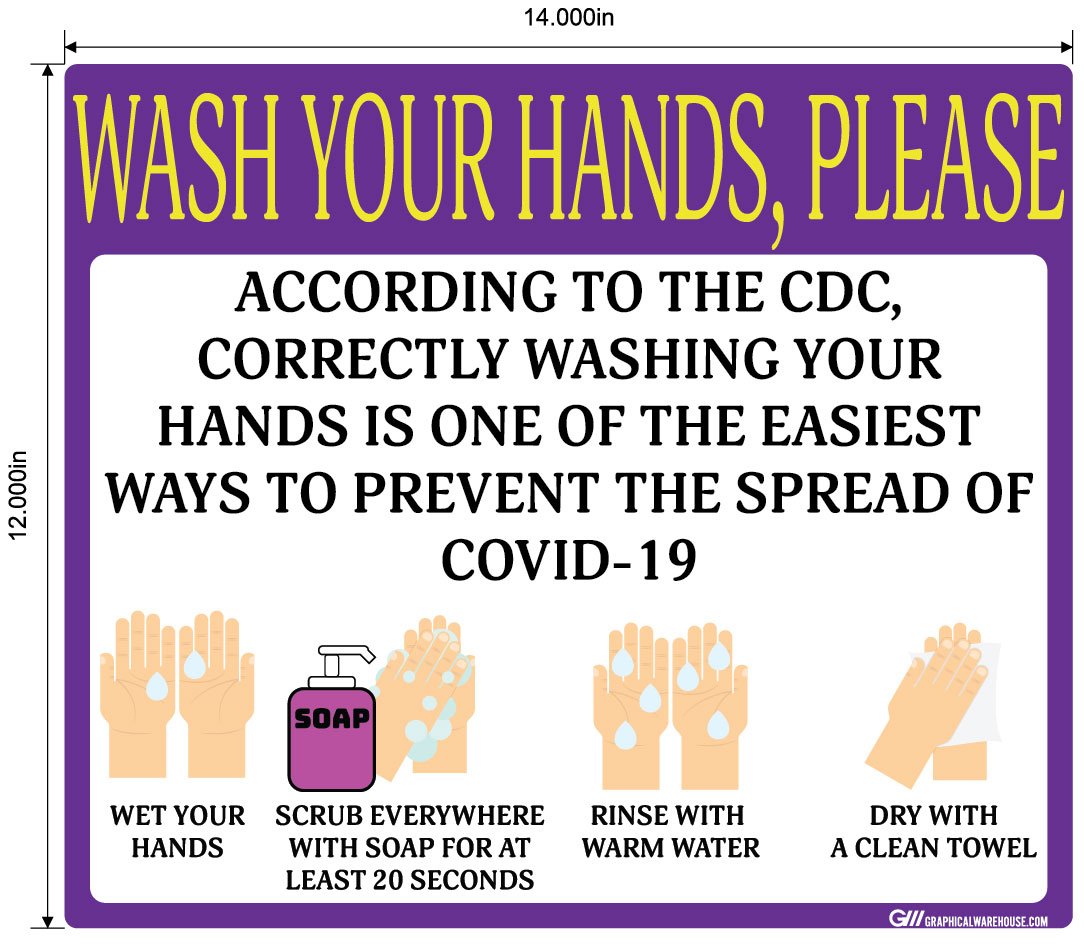 "Wash Your Hands Please" Guidelines, Adhesive Durable Vinyl Decal- Various Sizes/Colors Available