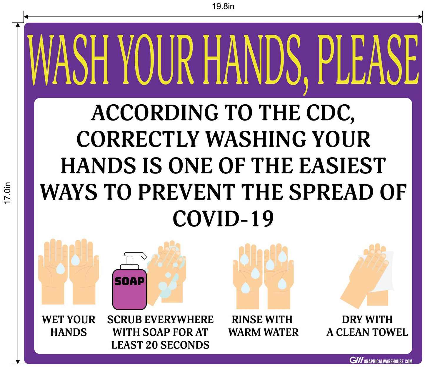 "Wash Your Hands Please" Guidelines, Adhesive Durable Vinyl Decal- Various Sizes/Colors Available