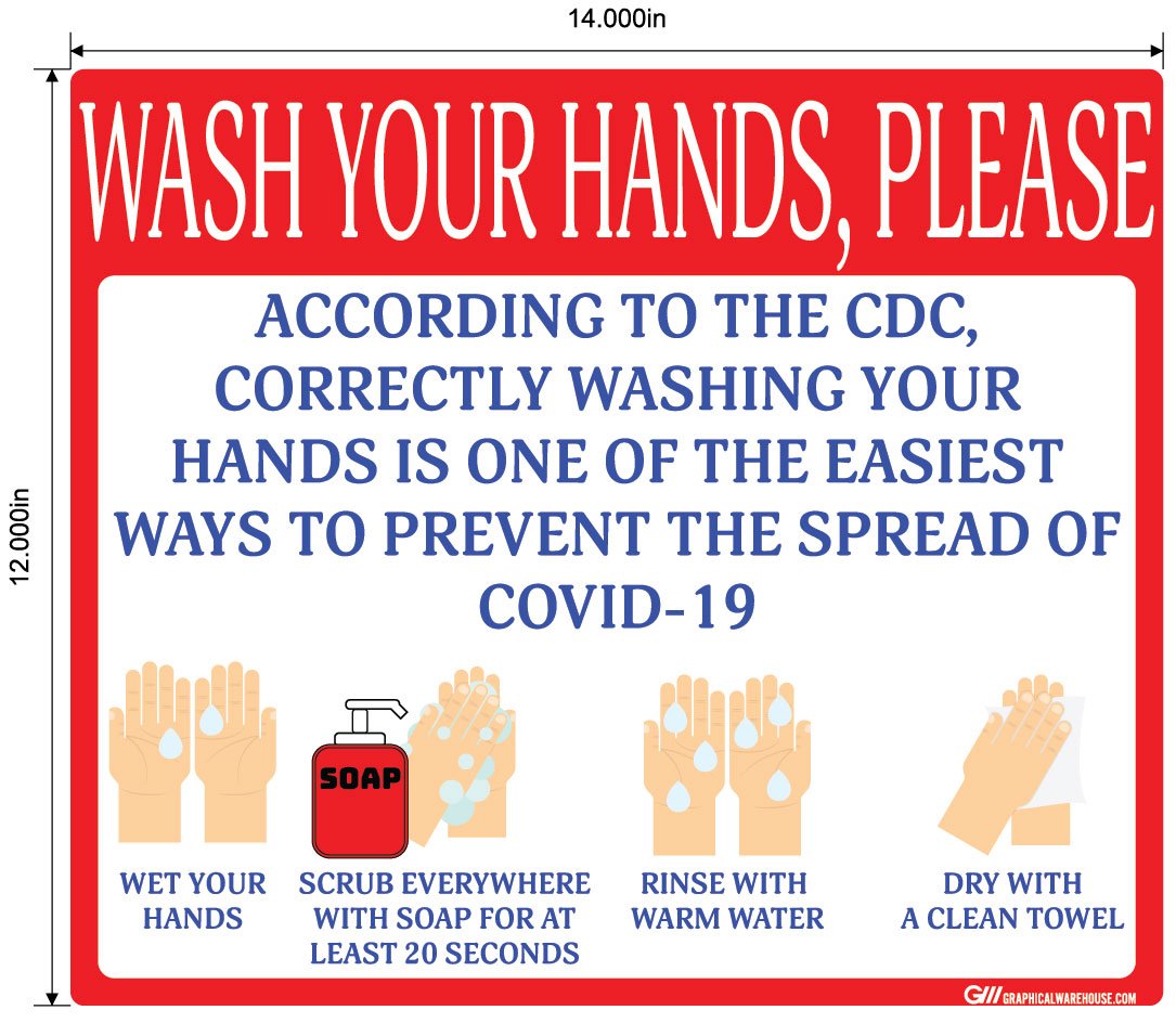 "Wash Your Hands Please" Guidelines, Adhesive Durable Vinyl Decal- Various Sizes/Colors Available