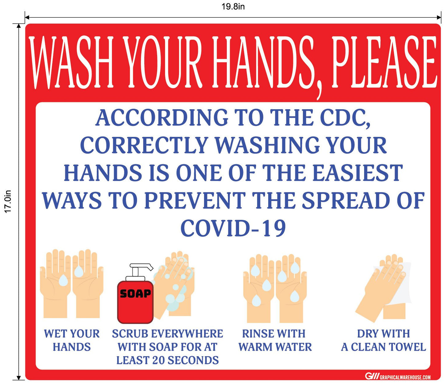 "Wash Your Hands Please" Guidelines, Adhesive Durable Vinyl Decal- Various Sizes/Colors Available