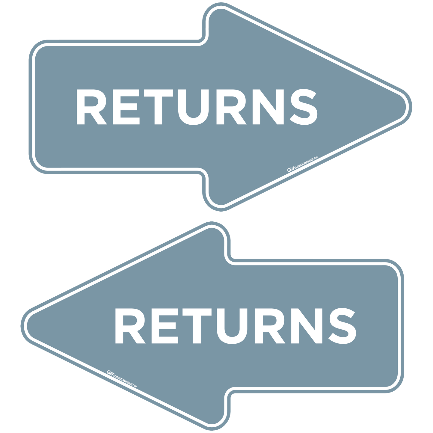 "Returns" Wayfinding Arrows, 10 Pack- Durable Matte Laminated Vinyl Floor Sign- 15.95x8.7"